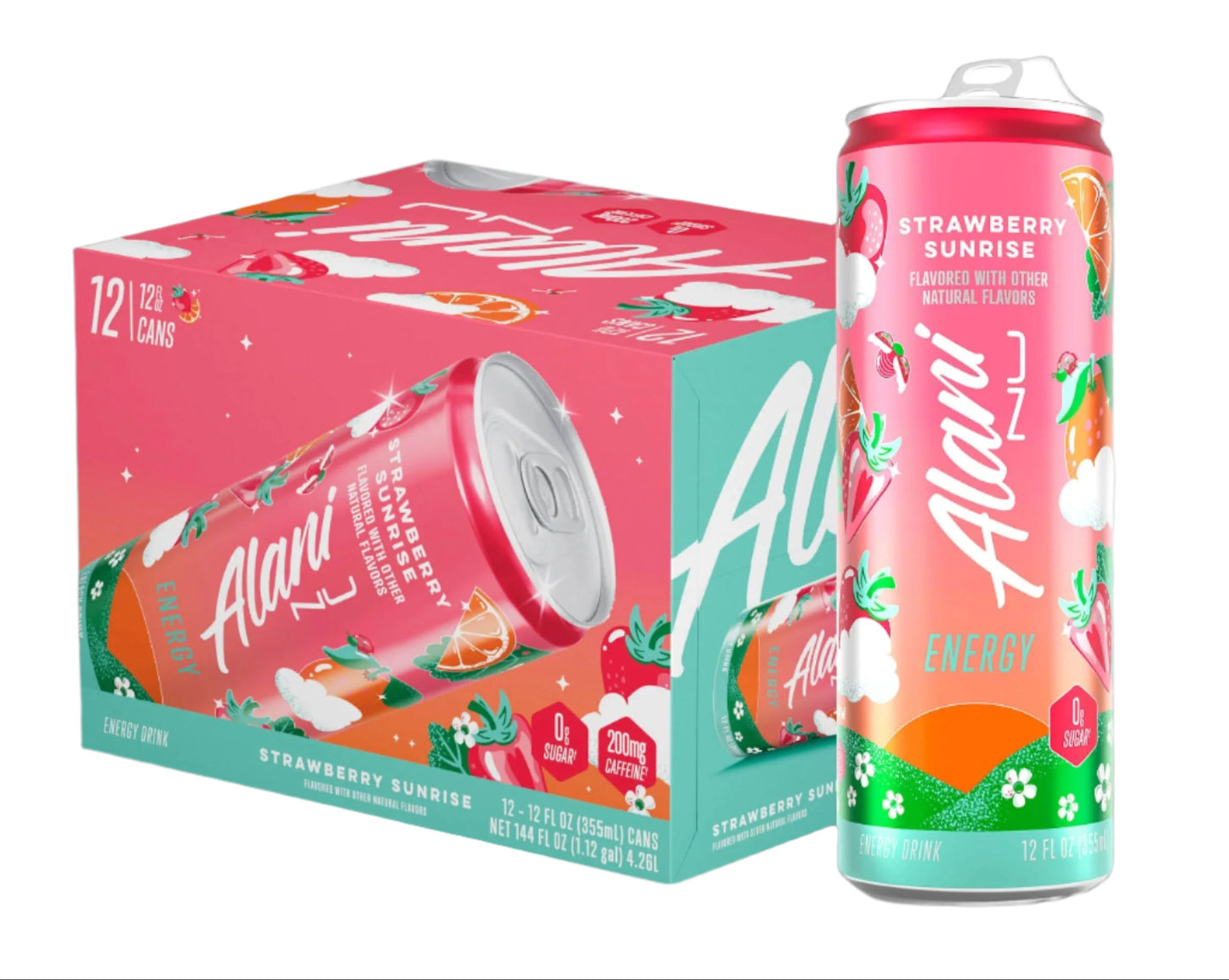 Alani Nu -Energy Drink - Strawberry Sunrise - 12oz. (12 Cans