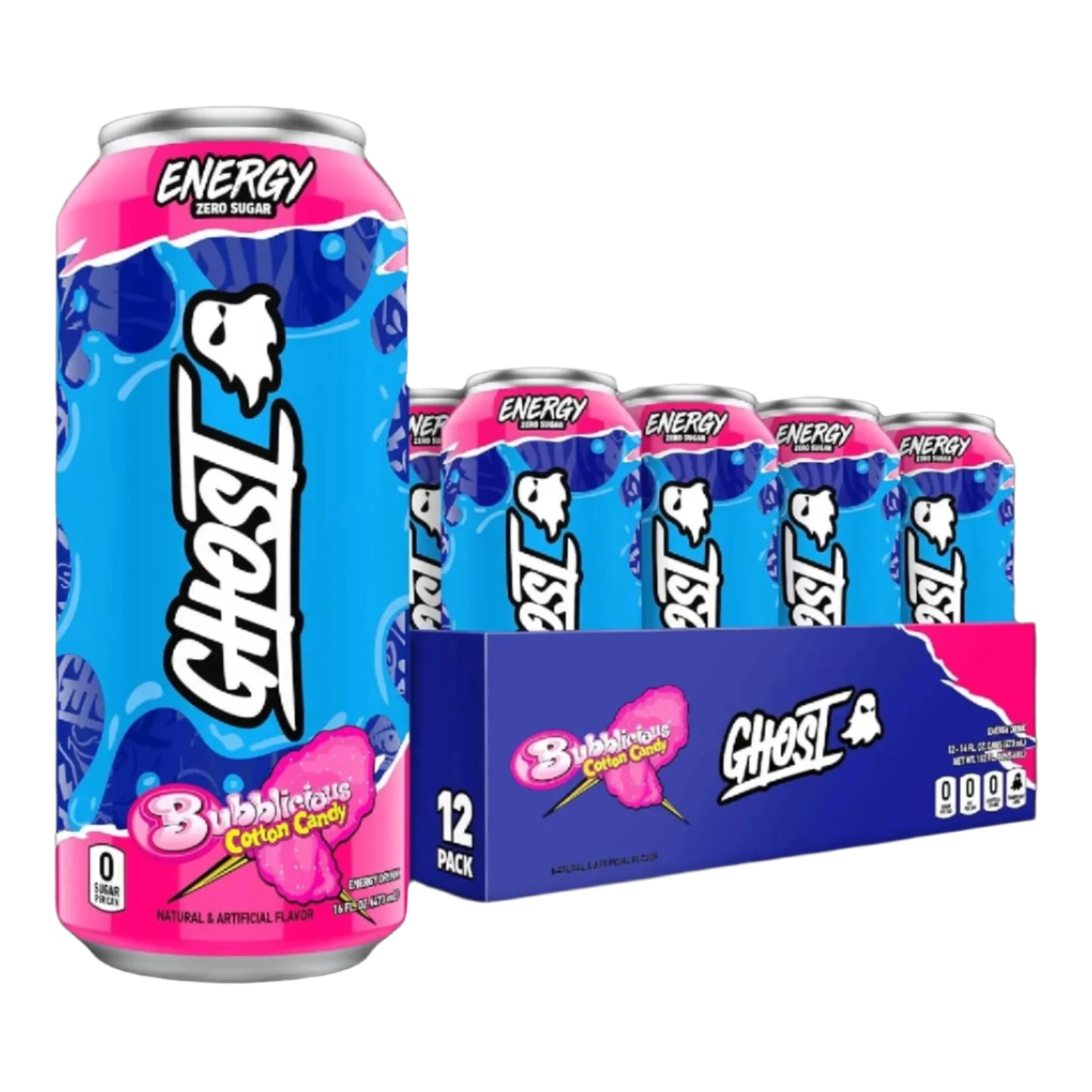 Ghost Energy Drink Bubblicious Cotton Candy LIMITED EDITION (12 PACK )