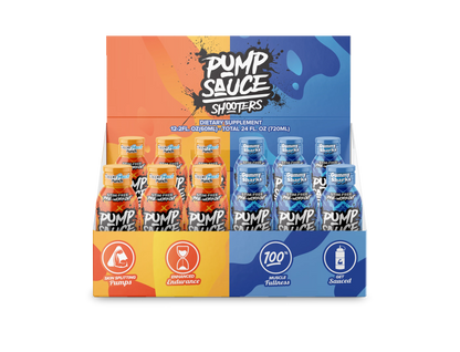 Pump Sauce Shooters 12ct Variety Box (6 x Gummy Shark - 6 x Peach Punch)