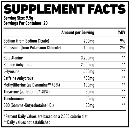Axe & Sledge DBAP High Stim Pre Work Out